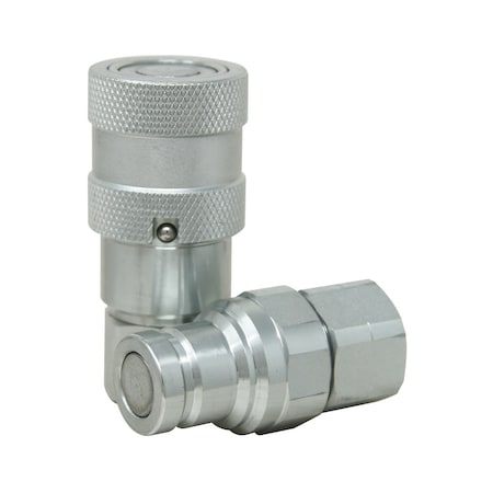 A & I Products Flat Face Hydraulic Coupler Socket & Plug Set (3/8" NPT) 4" x4" x2" A-FF3718FPS